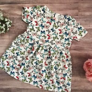 Colorful Butterfly Short Sleeve Dress